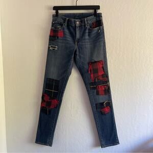 Vintage Ralph Lauren Denim & Supply Plaid Tartan Patchwork Skinny Jean Size 31